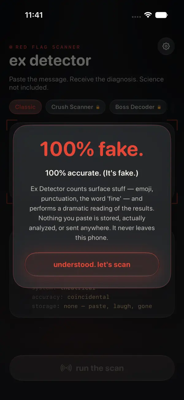 The onboarding: 100 percent fake. 100 percent accurate. (It's fake.)