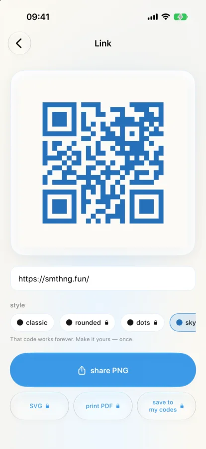 A live QR code editor with styles and export controls